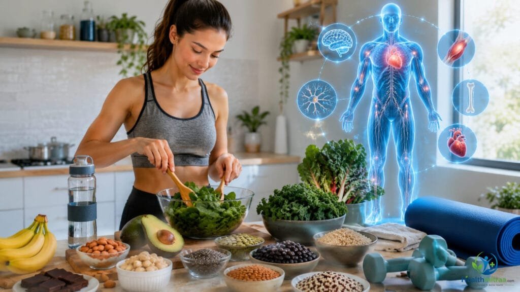 Healthy lifestyle and magnesium-rich foods to help prevent magnesium deficiency.