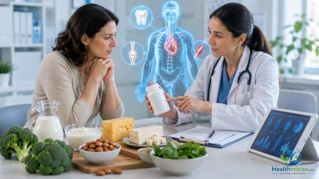 Doctor discussing calcium supplements with a patient.