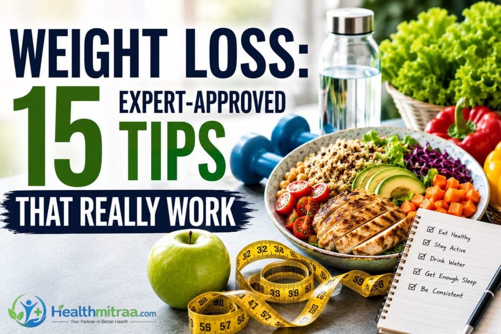 Healthy weight loss with nutritious food, exercise, and expert-approved tips.