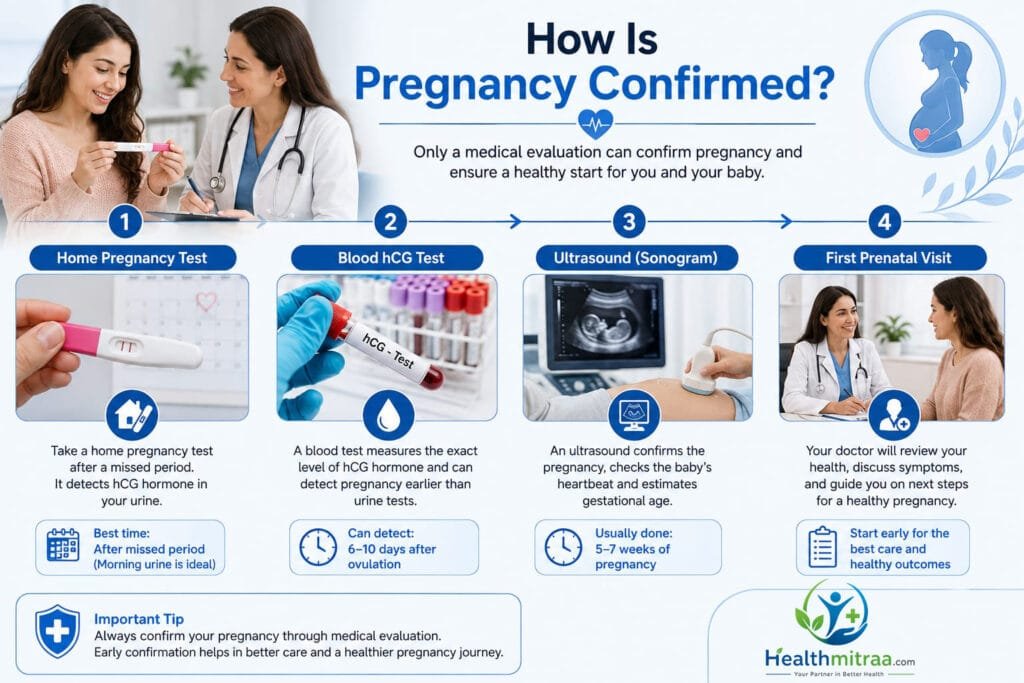 How Is Pregnancy Confirmed? Pregnancy Testing and Diagnosis Infographic