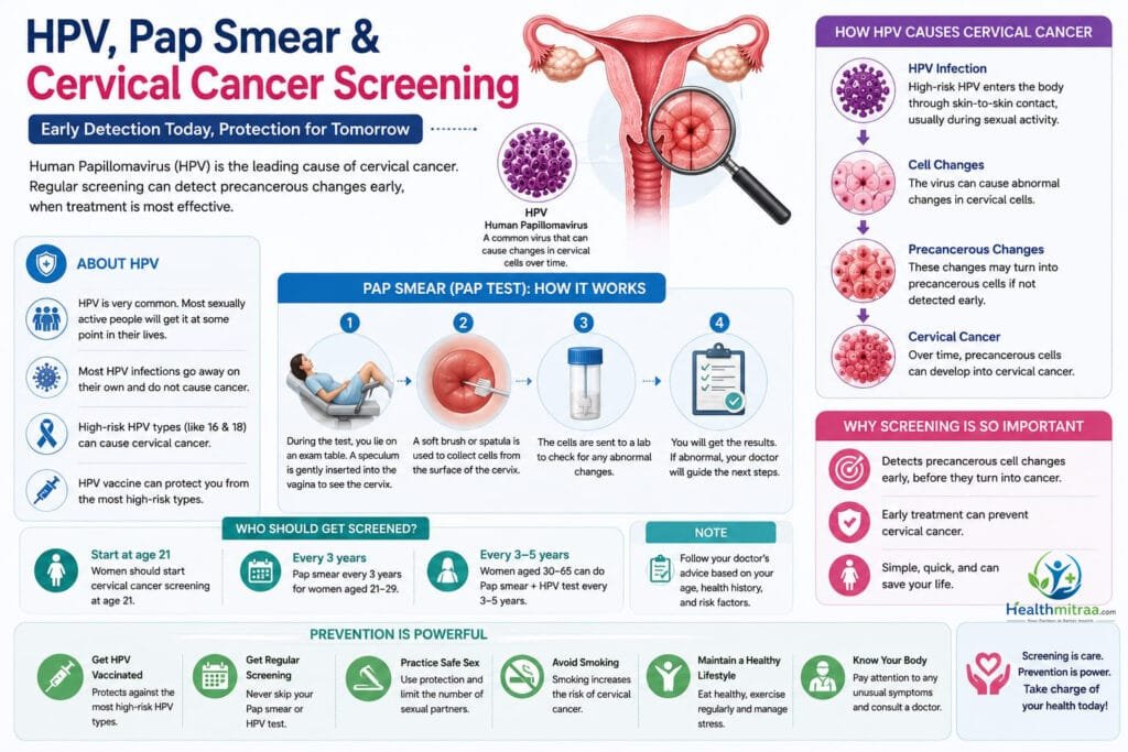 HPV, Pap Smear & Cervical Cancer Screening Infographic