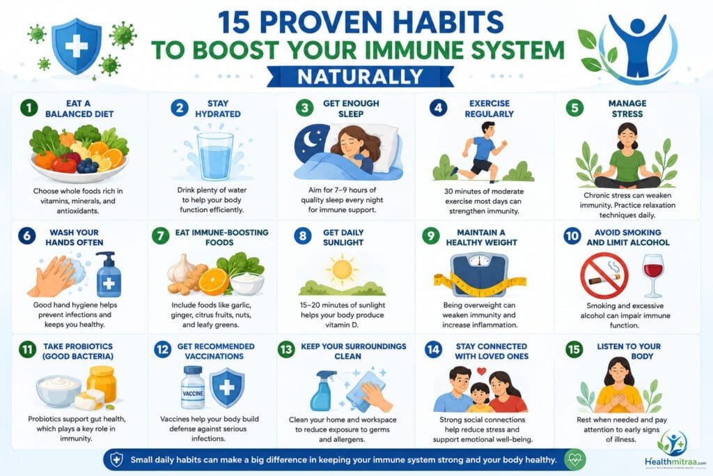 15 Immune-Boosting Habits infographic
