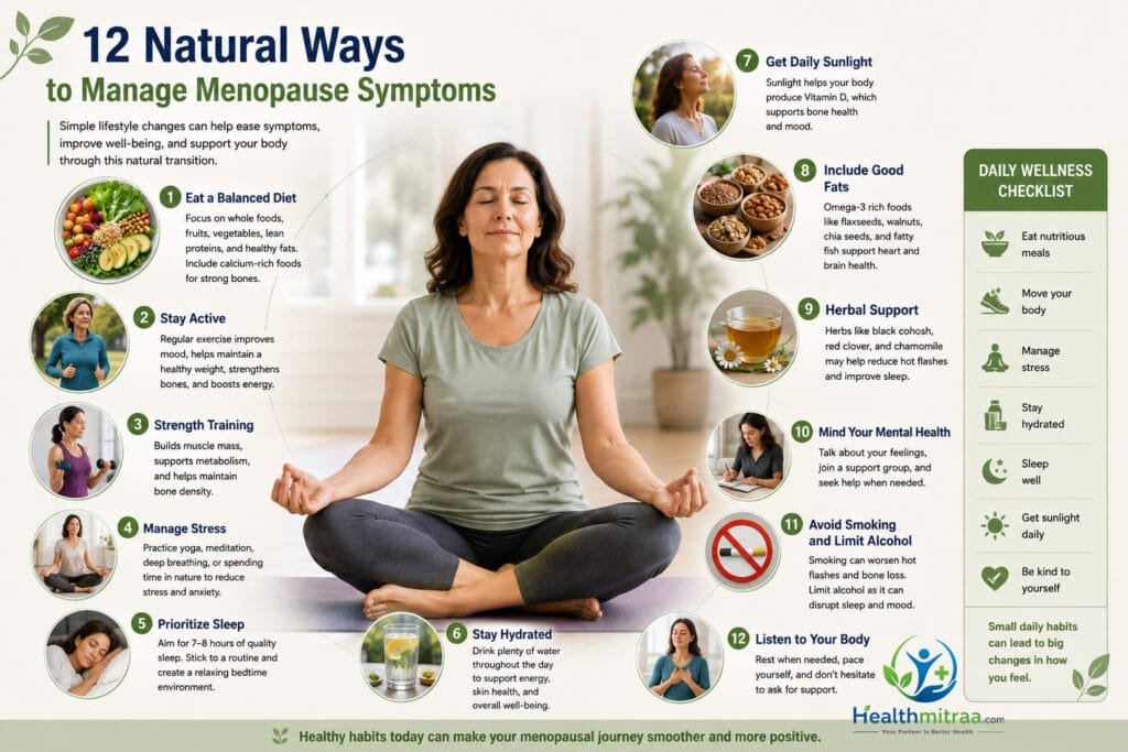 12 Natural Ways to Manage Menopause Symptoms Infographic