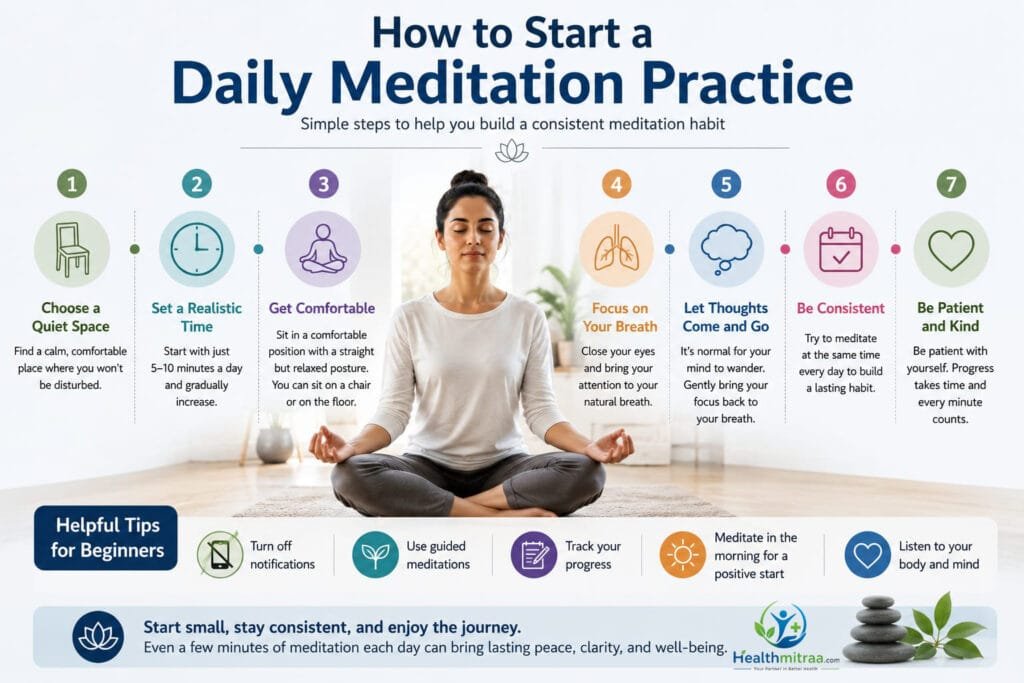 Daily Meditation Routine infographic