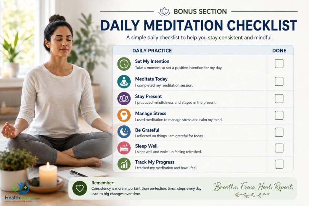 Daily Meditation Checklist infographic